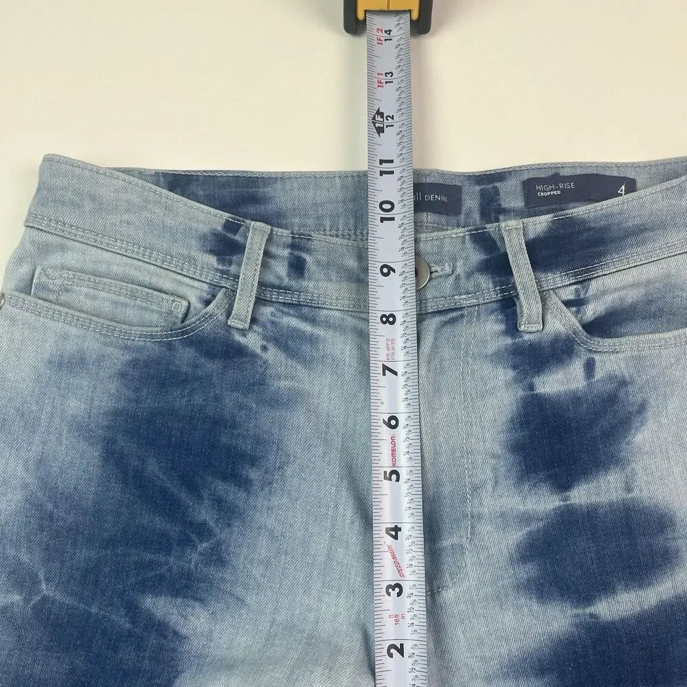 J Jill Denim High Rise Cropped Jeans 4 Blue Tie Dye Grunge Festival Coastal Boho